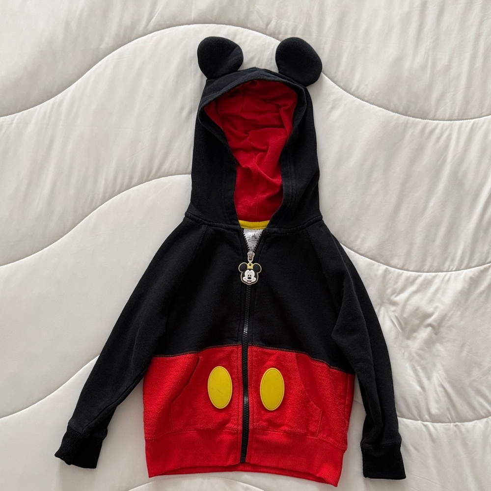 Mickey Mouse Ears Disney Toddler Black and Red Hoodie w/ Ears size 4
